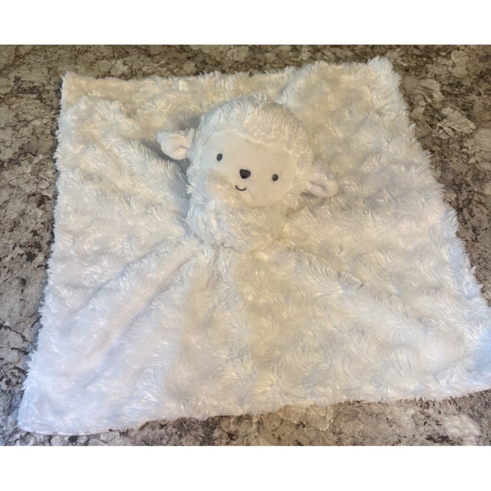 Carters Just‎ One You White Sheep Lovey Soft Security Blanket Reversible VGUC